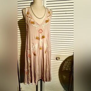 Free People Pink Sleeveless V-Neck Sundress